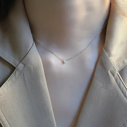 S925 pure silver plated with 14K gold mini heart necklace women&