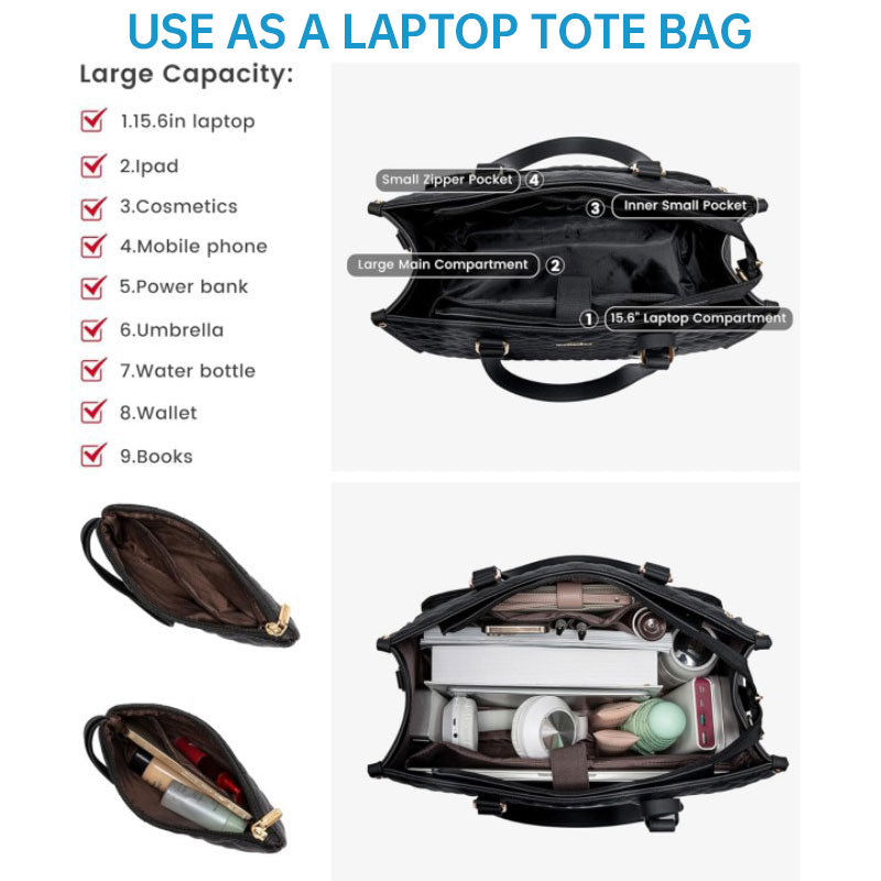 2-in-1 Travel Tote: Laptop &amp; Insulated Lunch Bag. Ideal for Business, Work, Nursing, Office, College, Casual Use