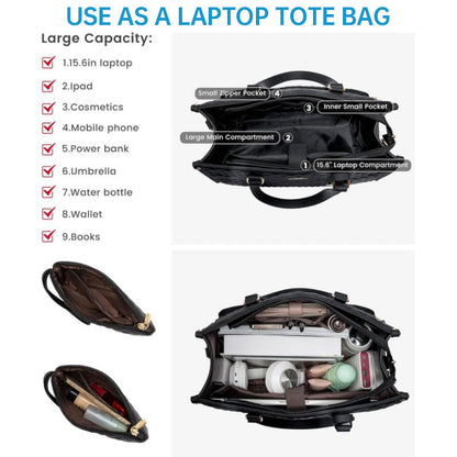 2-in-1 Travel Tote: Laptop &amp; Insulated Lunch Bag. Ideal for Business, Work, Nursing, Office, College, Casual Use