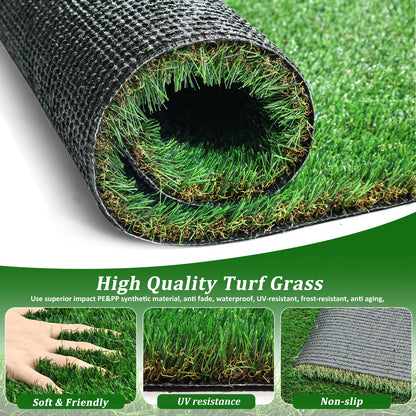 2FTX10FT Outdoor Artificial Grass Runway Blanket, Thick and Realistic Fake Grass Roll Decoration 1.38 "Pile Height
