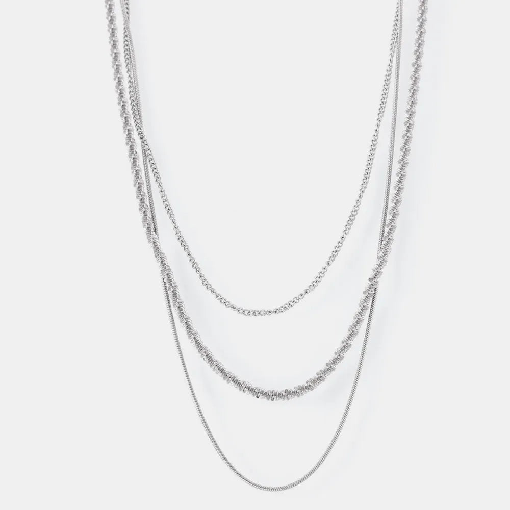 Fashionable Cuban titanium steel necklace hip-hop style multi-layer layered women&