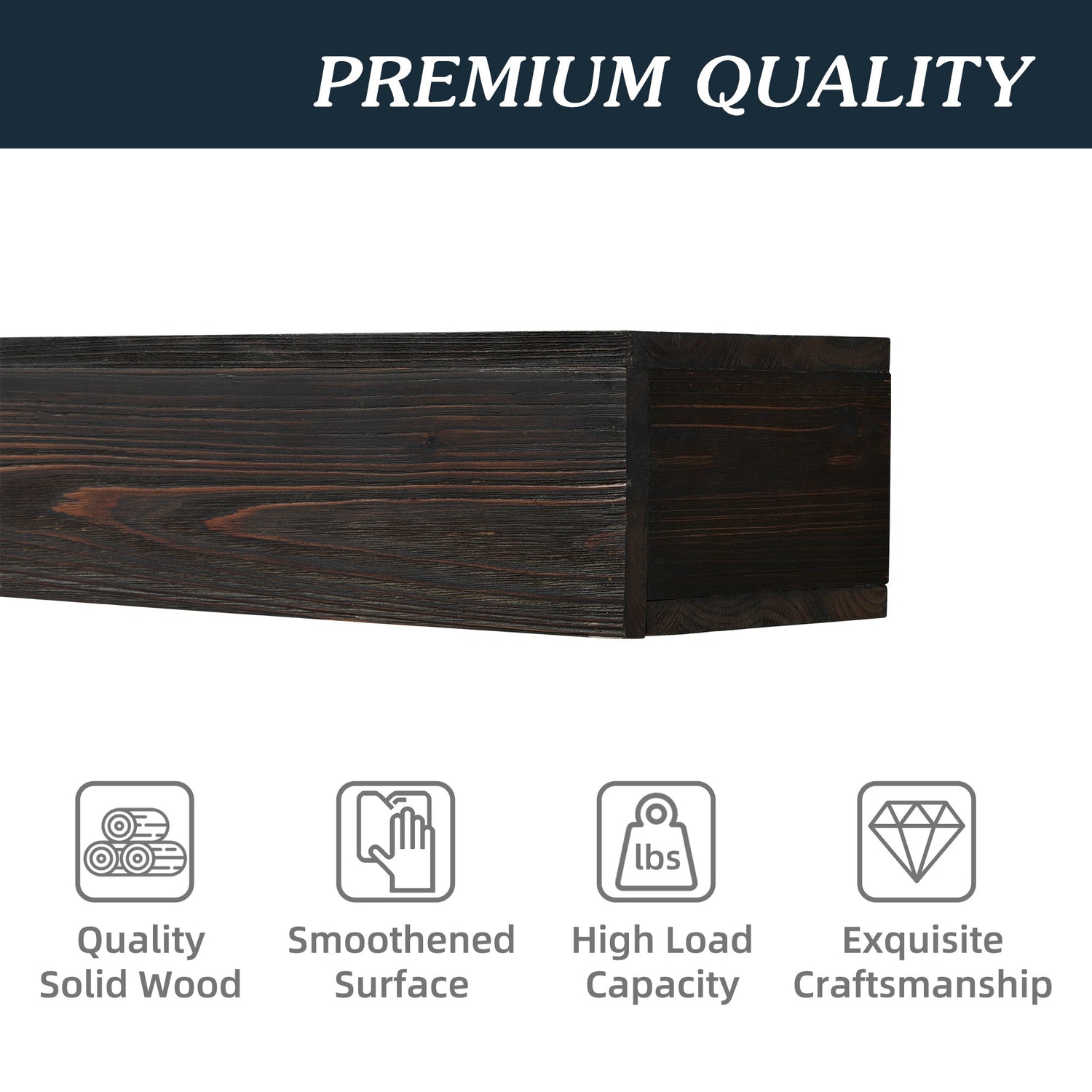 72" Rustic Wood Fireplace Mantel,Wall-Mounted &amp; Floating Shelf for Home Decor Espresso