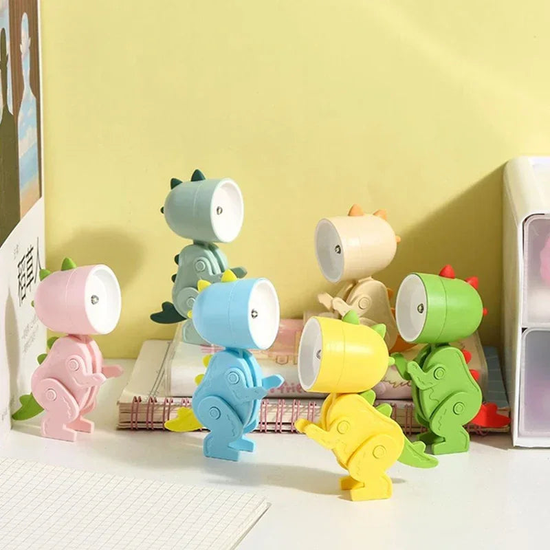 Mini Dinosaur Night Light Battery Magnetic Folding Nights Lamp Bedroom Bedside Table Ornaments Children&