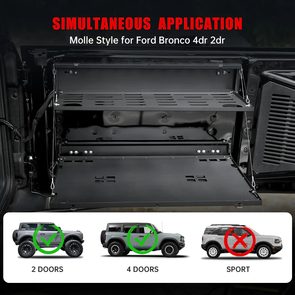 Tailgate Table &amp; MOLLE Panel For Ford Bronco(2021-2024) - 2-Tier Camping Rack