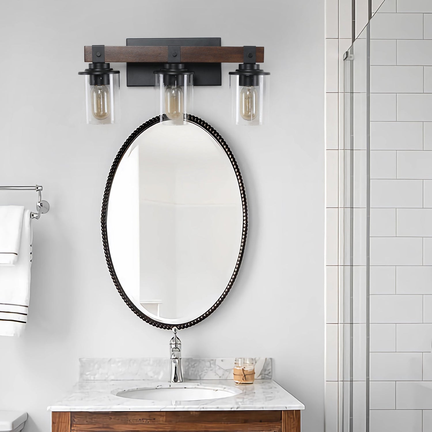 3-Lights Farmhouse Vanity Lights Fixture Rustic Bathroom Light Fixture Bathroom