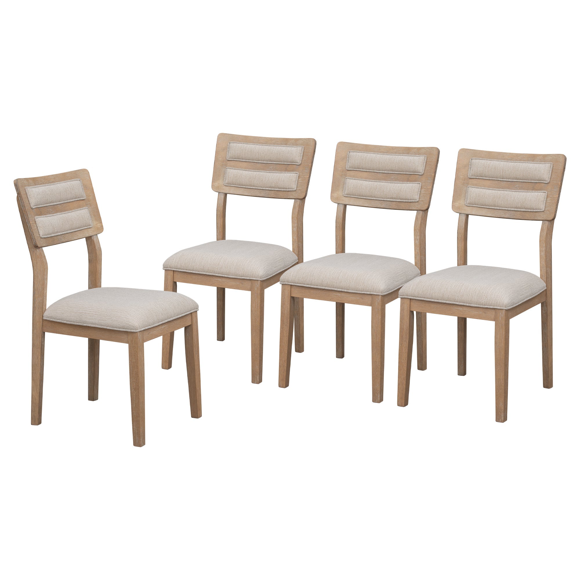 TREXM Classic and Traditional Style 6 - Piece Dining Set, Includes Dining Table, 4 Upholstered Chairs &amp; Bench (Natural Wood Wash）