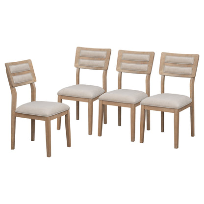 TREXM Classic and Traditional Style 6 - Piece Dining Set, Includes Dining Table, 4 Upholstered Chairs &amp; Bench (Natural Wood Wash）
