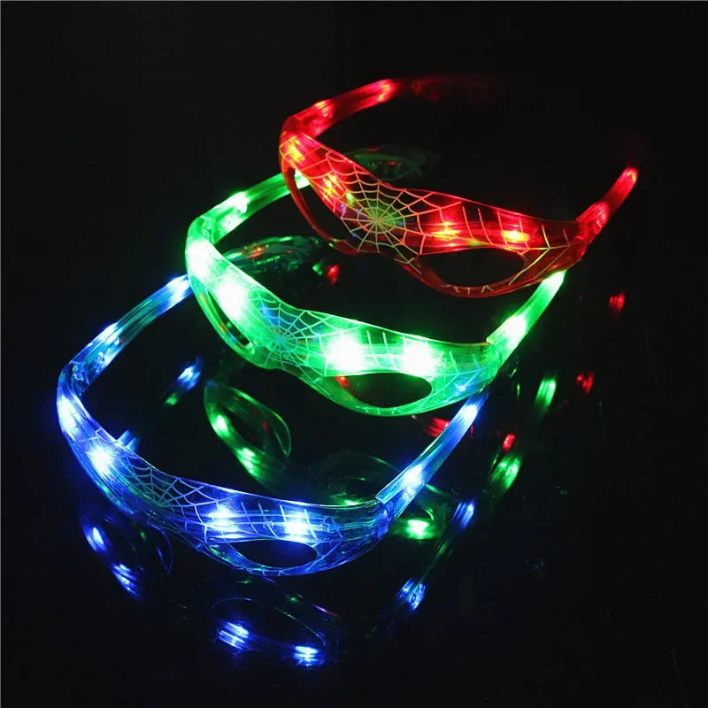 Disney Spiderman Glowing Glasses Marvel Anime Figure LED Flashing Glasses Sunglasses Cartoon Children&