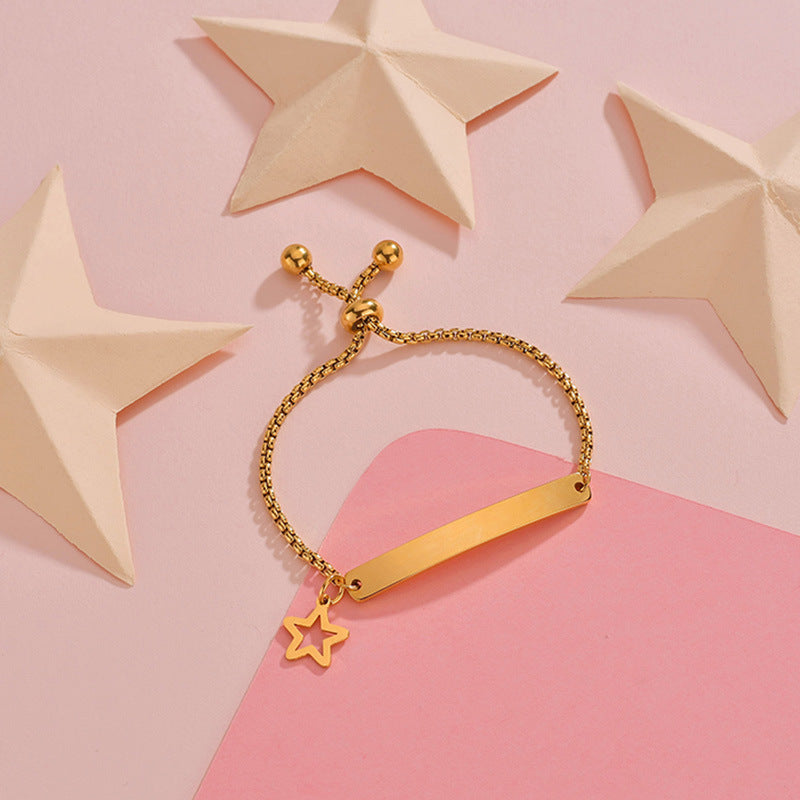 Stainless steel personalized engraved three color curved bracelet simple and personalized women&