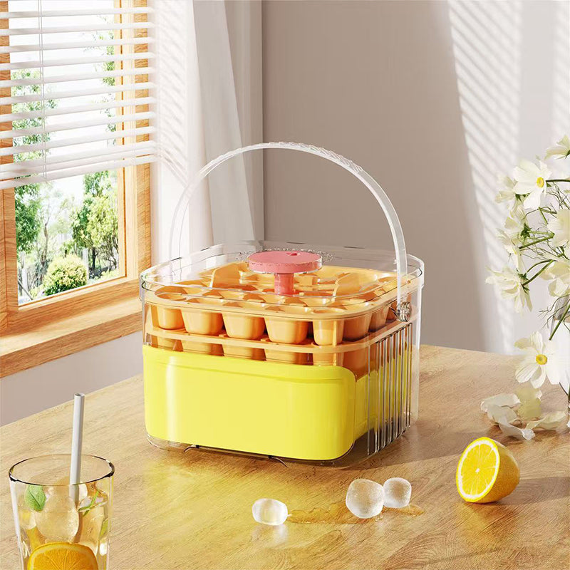 50-grid ice maker with new large capacity - household food-grade plastic double-layer ice storage barrel &amp; ice ball mold set