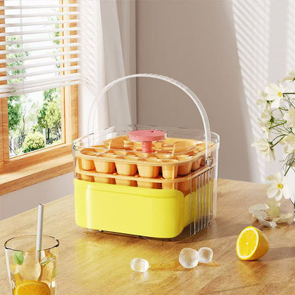 50-grid ice maker with new large capacity - household food-grade plastic double-layer ice storage barrel &amp; ice ball mold set