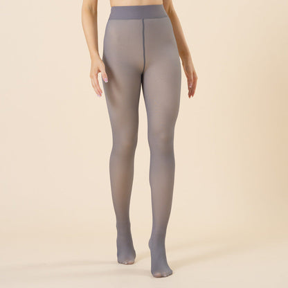Wearing fake flesh through oversized single crotch leggings for warmth, women&