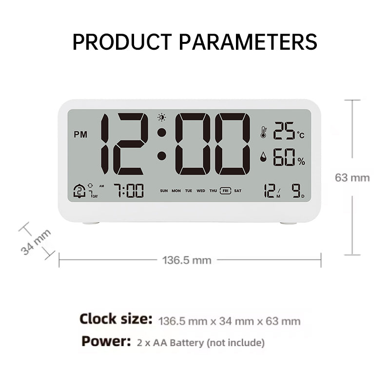 Multifunctional Digital Clock: Adjustable LED Brightness, Temp &amp; Humidity Display, Dual - Mode Alarm, for Bedside or Desk