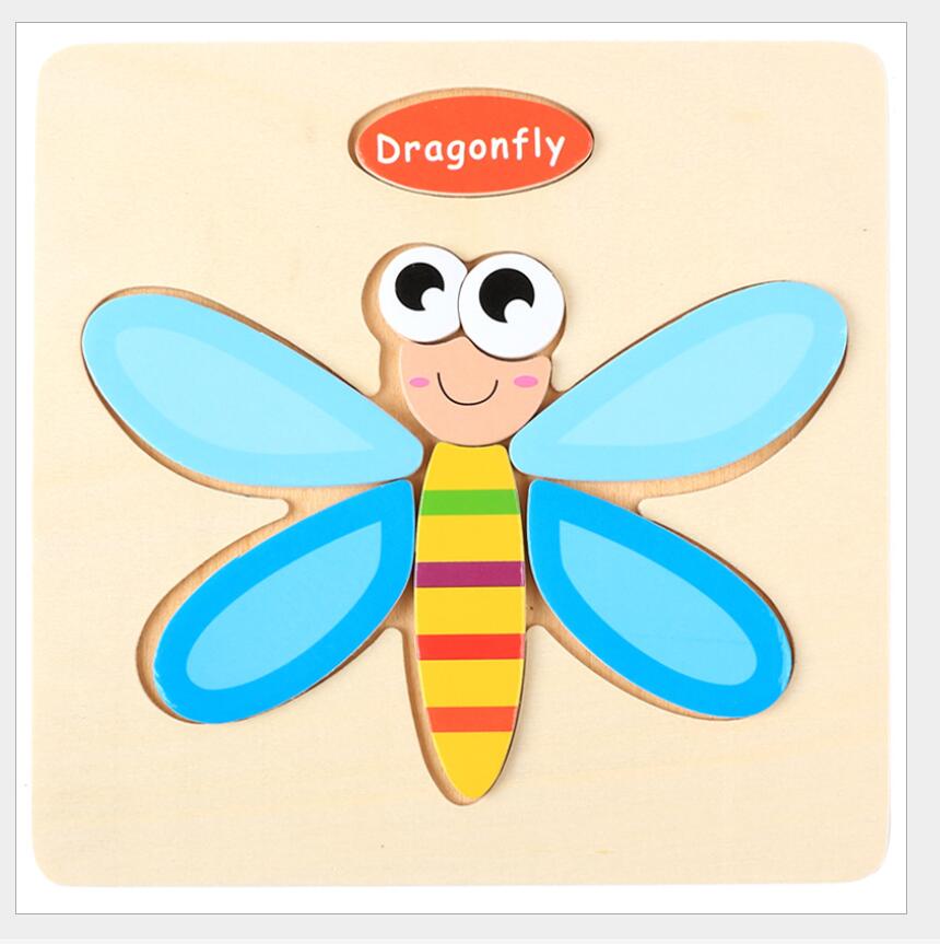 3D Puzzle Wooden Toys For Children Cartoon Animal Vehicle Wood Jigsaw Kids Baby Early Educational Learning Toy 