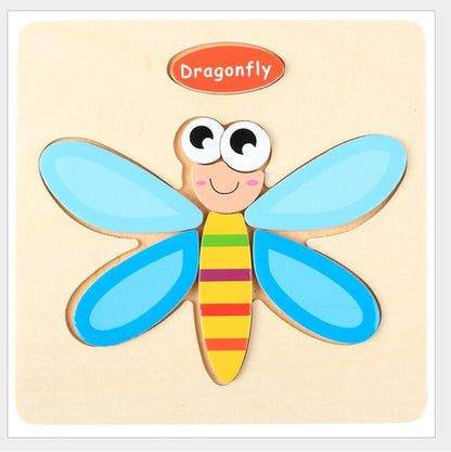 3D Puzzle Wooden Toys For Children Cartoon Animal Vehicle Wood Jigsaw Kids Baby Early Educational Learning Toy 