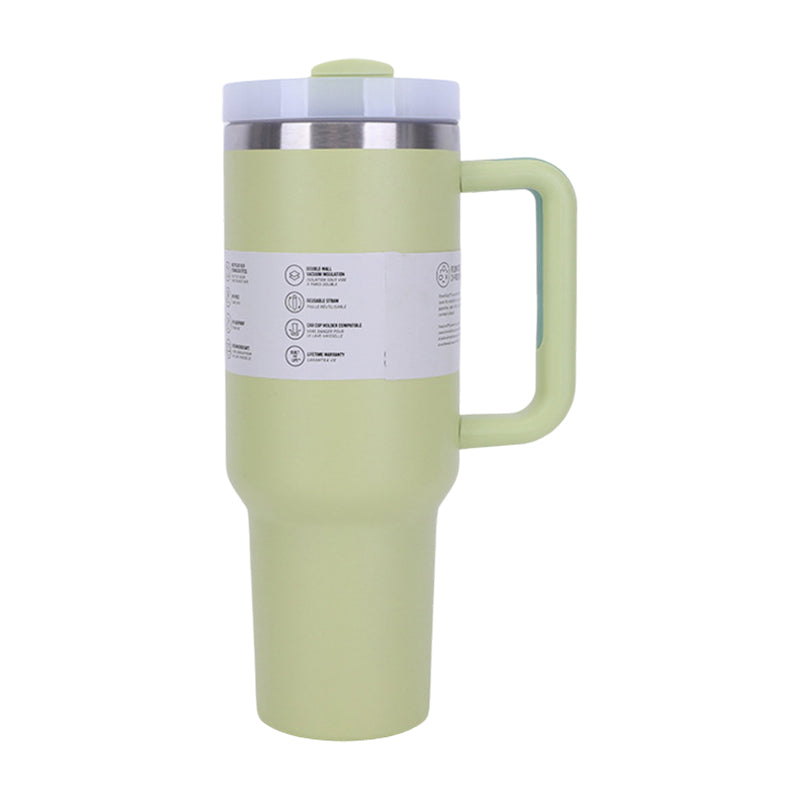 40 oz Insulated Tumbler with Straw, Handle &amp; Lid – Stainless Steel, Hot &amp; Cold Drinks, Fits Car Cup Holders