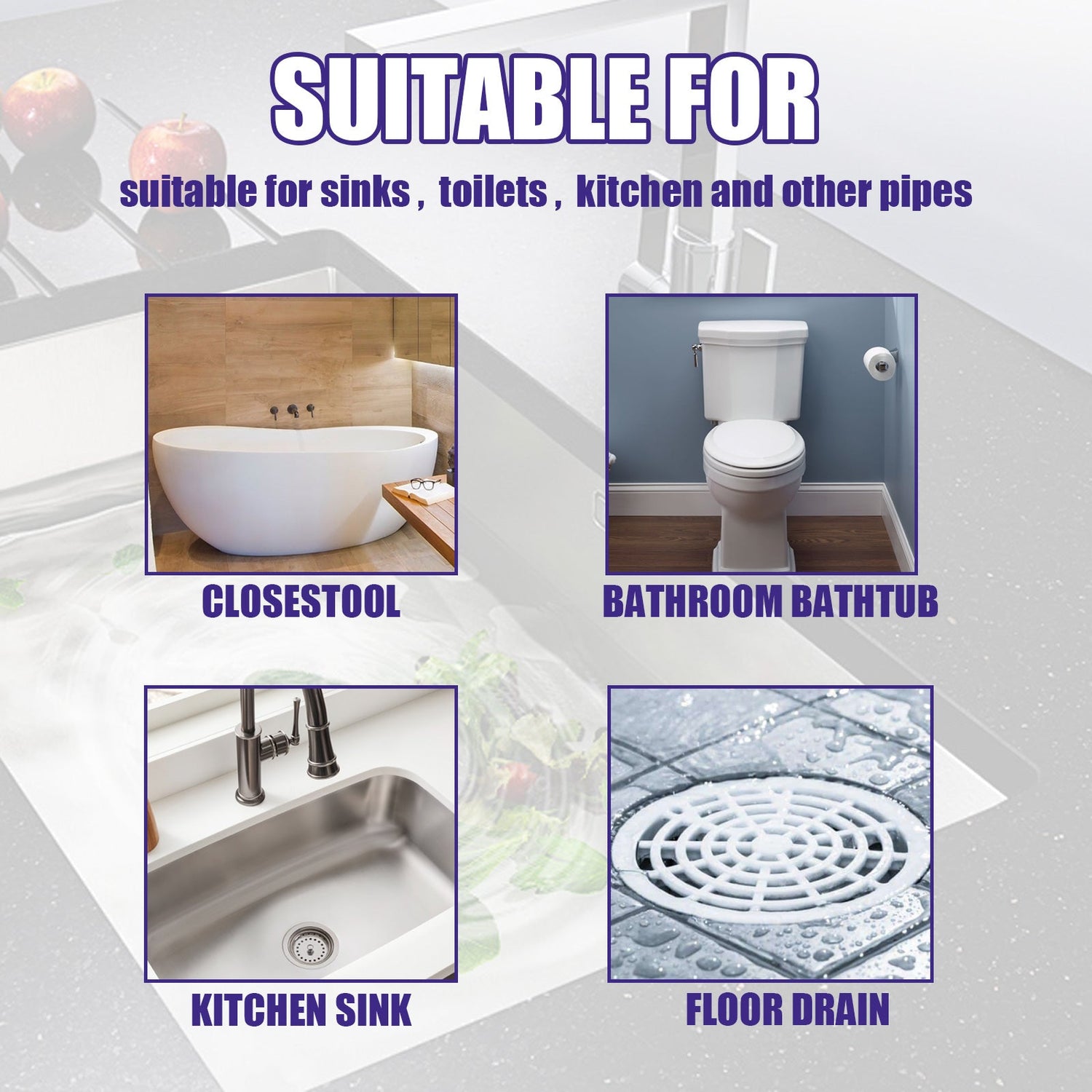 JAKEHOE Pipe Dredge Powder, Household Kitchen And Bathroom Drain Water Clogging Dredging Deodorizing Pipe Cleaning Powder