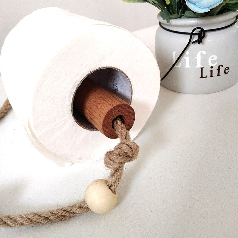 Nordic Indoor Wooden Solid Wood Hemp Rope Animal Tissue Holder Children&