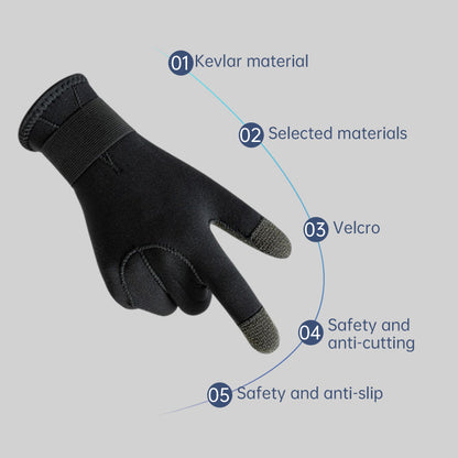 3/5mm Thick Kevlar Diving Gloves. Scratch-proof, for fish hunting, deep dive, spearfishing &amp; skiing.