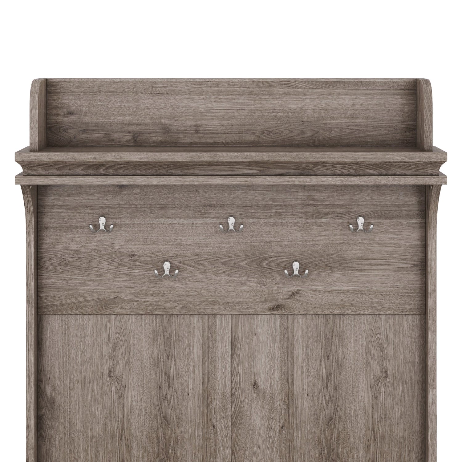 Hall tree with storage desk, entrance desk with drawers and 5 hooks, display rack,Oak