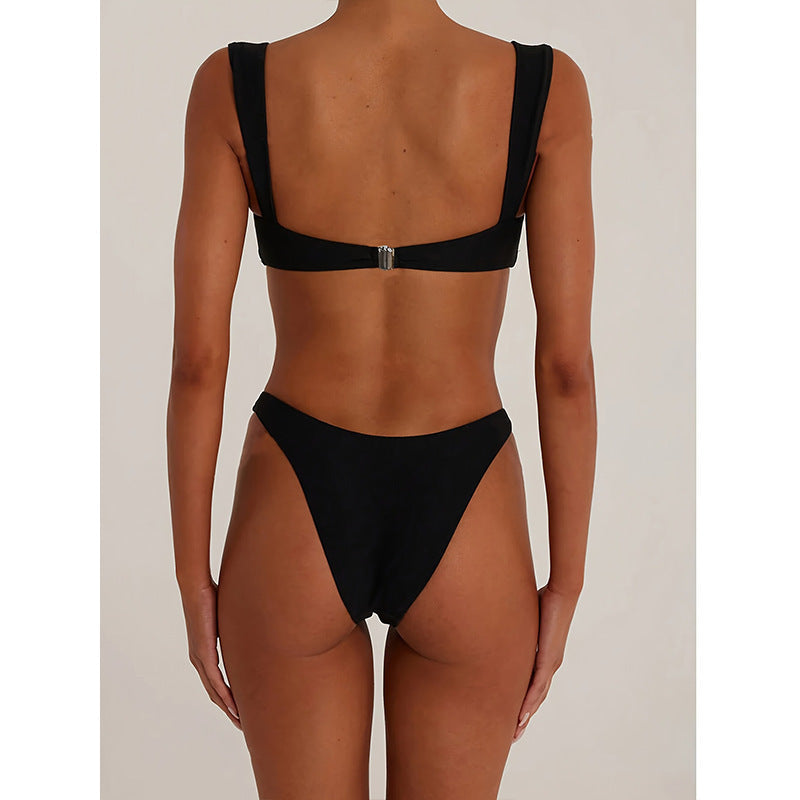 European and American metal buckle sexy swimsuit women&