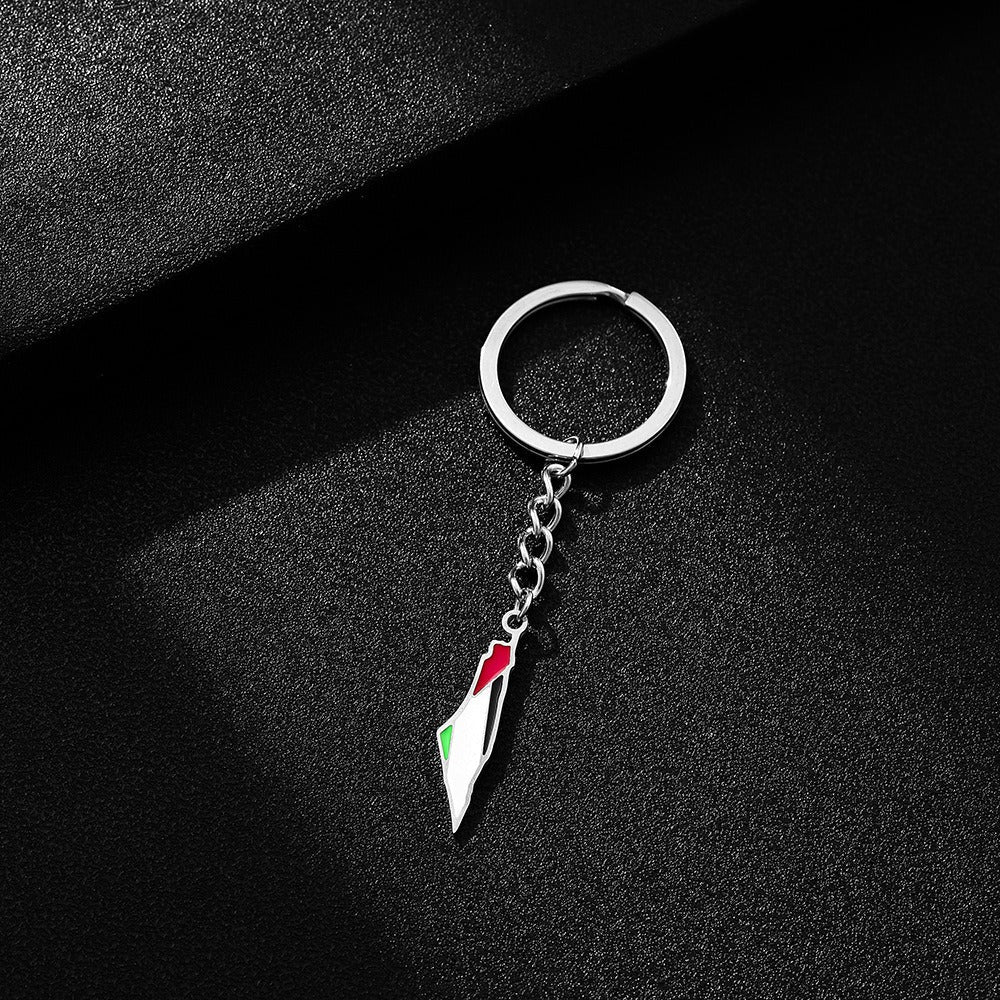 Palestine Israel Map Flag Keychain Accessories Decoration Men&