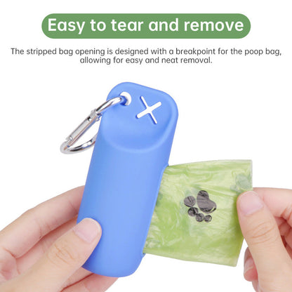 Silicone dog poop bag holder with dispenser, portable, hanging ring &amp; storage case
