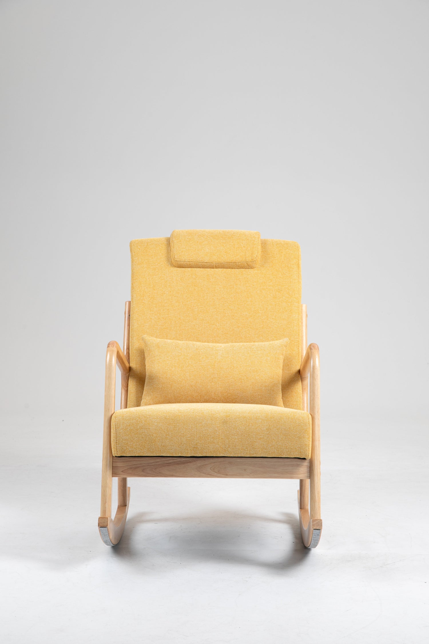 Rocking Chair Upholstered Fabric Rocking Armchair Indoor with High Backrest Glider Chairs and Lumbar Pillow for Living Room