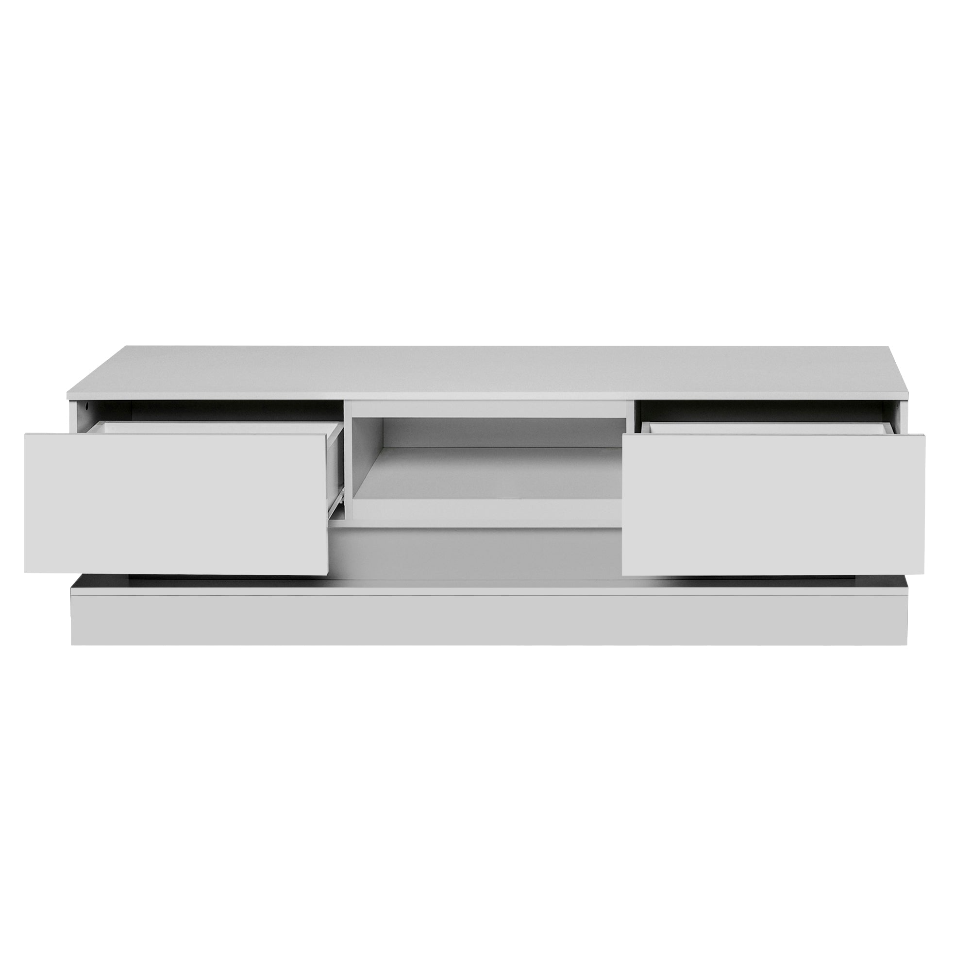 51.18inch WHITE morden TV Stand with LED Lights high glossy front TV Cabinet color:WHITE