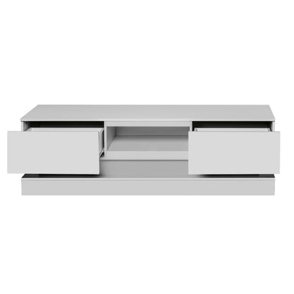 51.18inch WHITE morden TV Stand with LED Lights high glossy front TV Cabinet color:WHITE