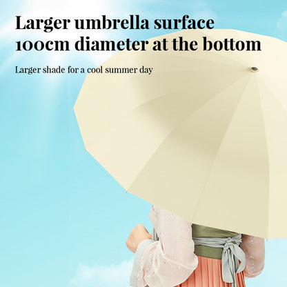 16-rib color rubber &amp; gold aluminum alloy frame: new Chinese retro folding umbrella with sun protection and UV resistance.