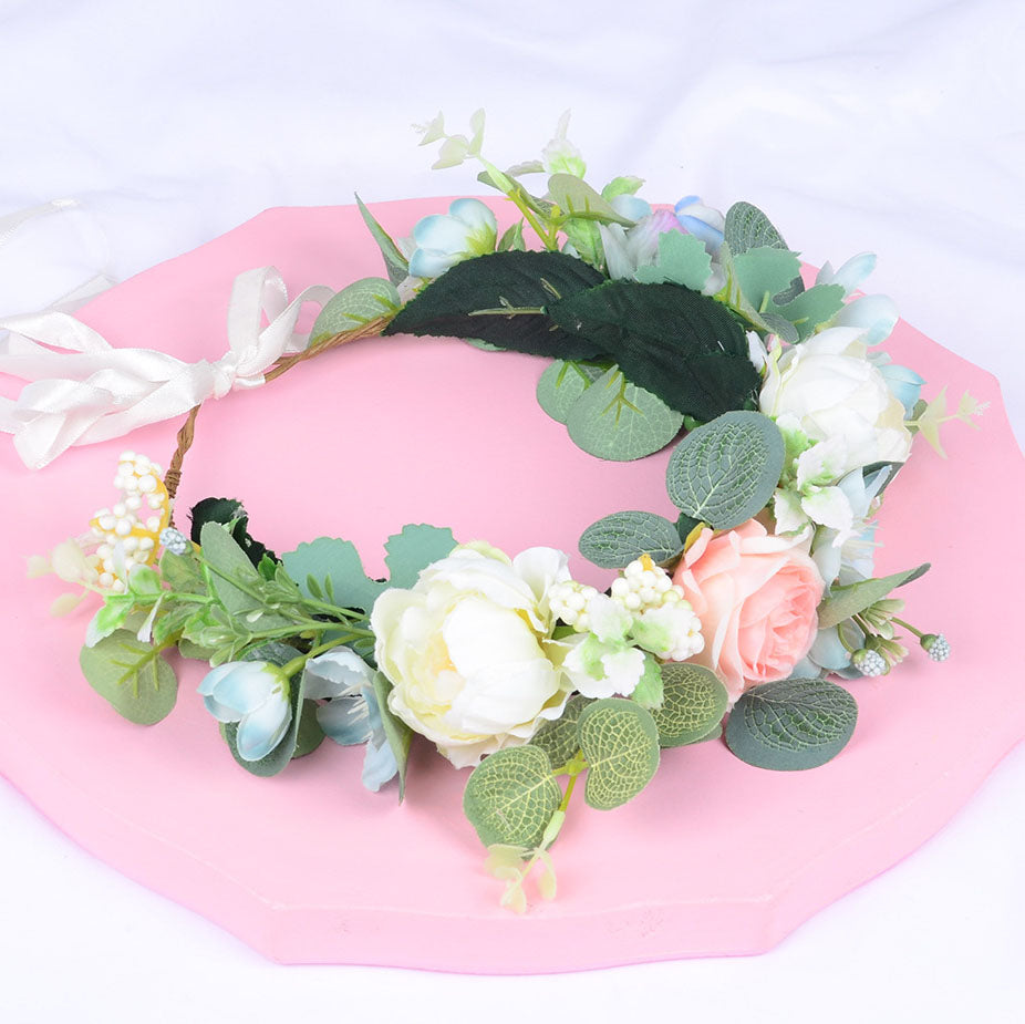 Forest style headband simulation, starry sky, eucalyptus flower wreath, bride&