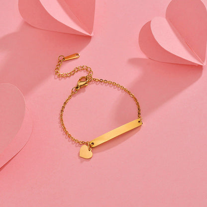 Stainless steel personalized engraved three color curved bracelet simple and personalized women&