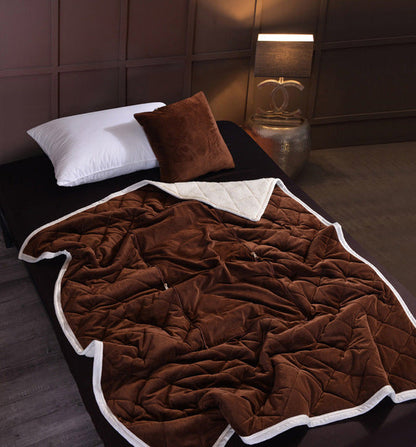 2 in 1 Flannel Cushion Blanket car sofa lumbar throw pillow air conditioning blanket foldable patchwork quilt blanket Bedding