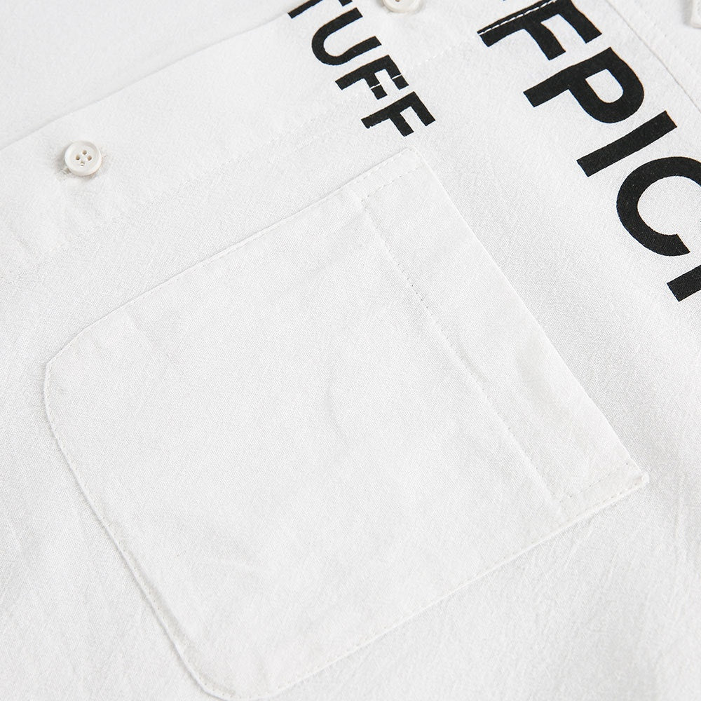 Alphabet Print Short Sleeve Shirt Workwear Japanese Style Loose Casual Design Summer Collar Shirt Men&