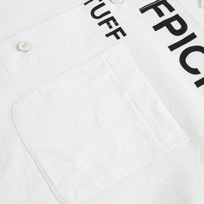 Alphabet Print Short Sleeve Shirt Workwear Japanese Style Loose Casual Design Summer Collar Shirt Men&