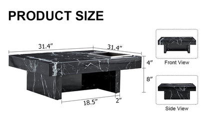 A modern and practical coffee table made of MDF material with black patterns