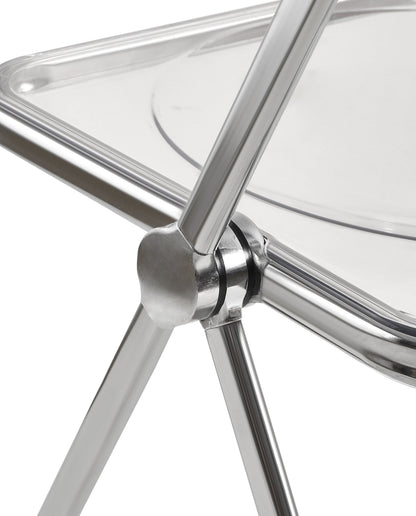 Transparent chair, stackable folding chair, PC plastic living room chair, chrome frame foldable acrylic chair, O-Clear
