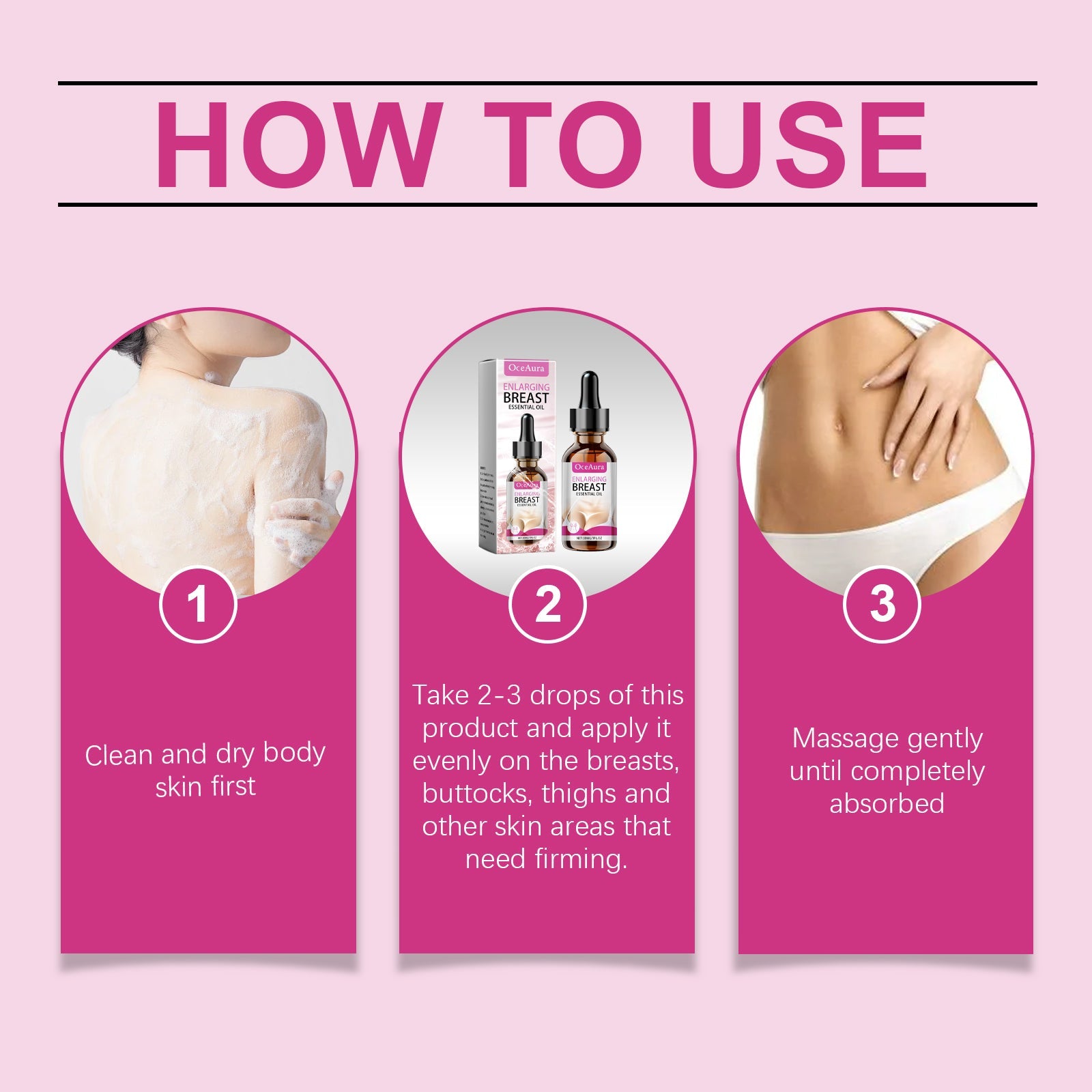 Oceaura Collagen Body Essential Oil Volumizing Lift Chest And Butt Firming Body Sculpting Massage Oil