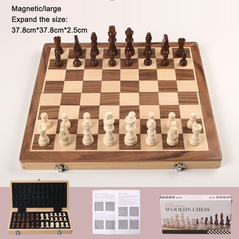 Magnetic Chess Folding Solid Wood Double Queen Set Chessboard Adult Board Game Children&