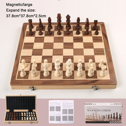 Magnetic Chess Folding Solid Wood Double Queen Set Chessboard Adult Board Game Children&