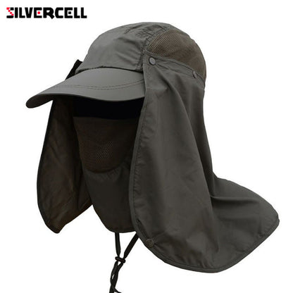 Sun Caps Flap Hats 360 degree Solar UV Protection Sun Hat Summer Men Women Sun Visor Cap Folding Removable Neck Face Mask Head