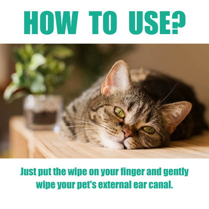 Pet Ear Cleaner Finger Wipes, Gently Clean Pet Ear Mites Ear Dirt Eye Dirt Feet Deodorize To Remove Odor