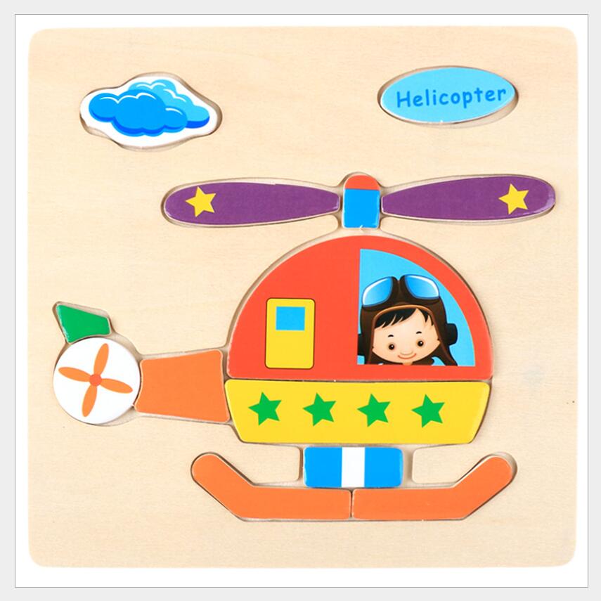 3D Puzzle Wooden Toys For Children Cartoon Animal Vehicle Wood Jigsaw Kids Baby Early Educational Learning Toy 