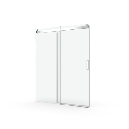 68 to 72 inches wide x 76 inches high frameless soft closing shower door 3/8 inches (10mm) thick brushed nickel solid glass 22D0