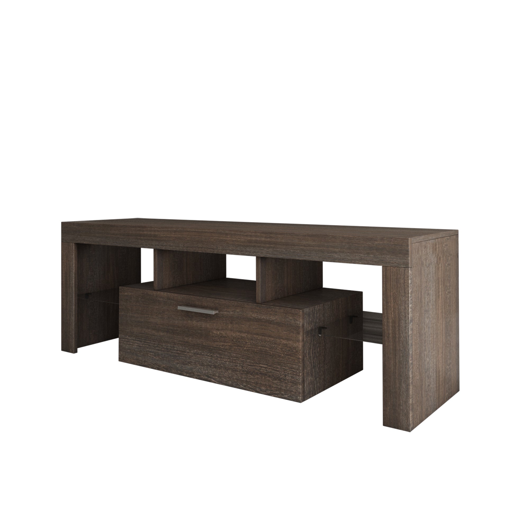 20 minutes quick assembly brown simple modern TV stand Brown TV bracket with LED Color Changing Lights for Living Room