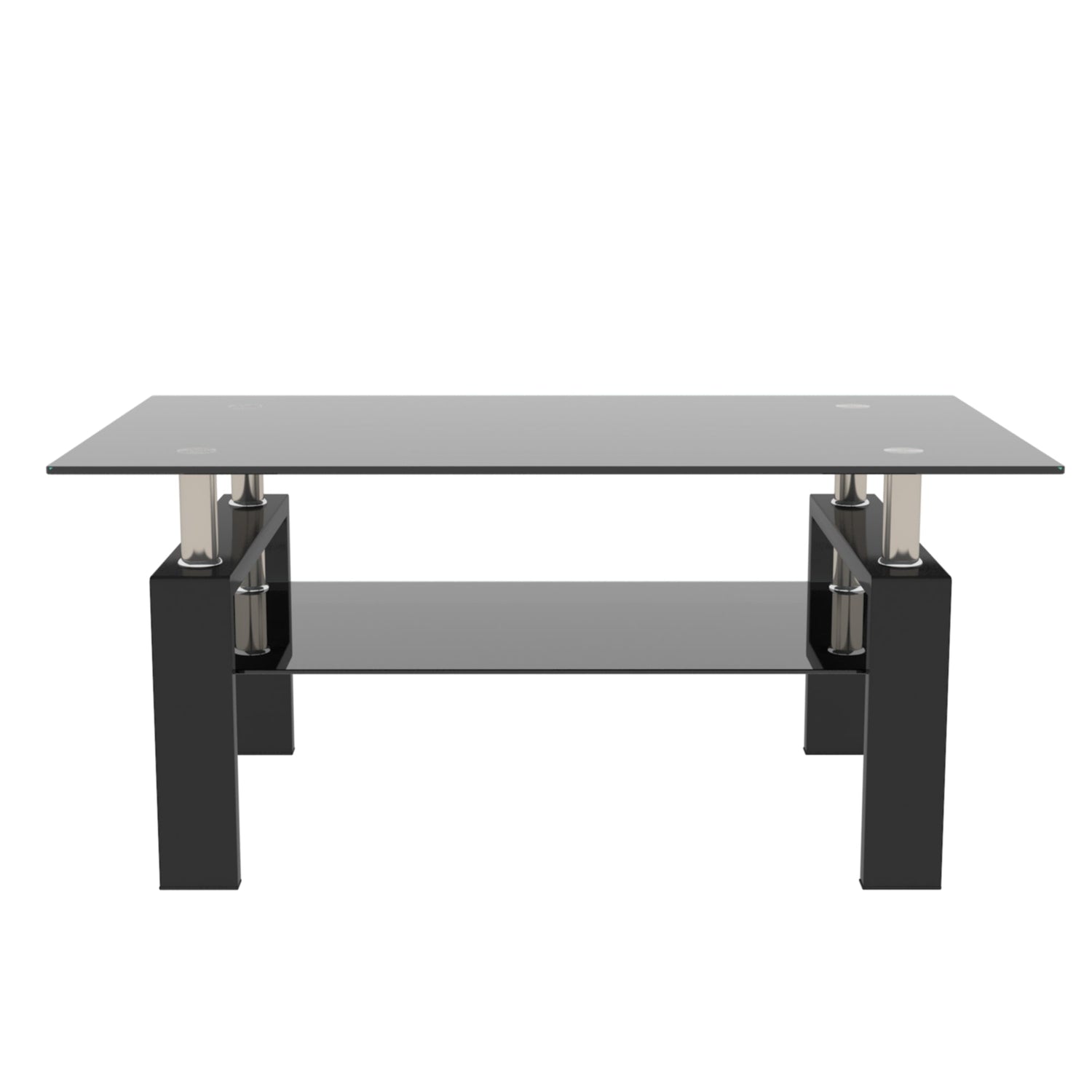 Rectangle Black Glass Coffee Table  Clear Coffee Table Modern Side Center Tables for Living Room Living Room Furniture