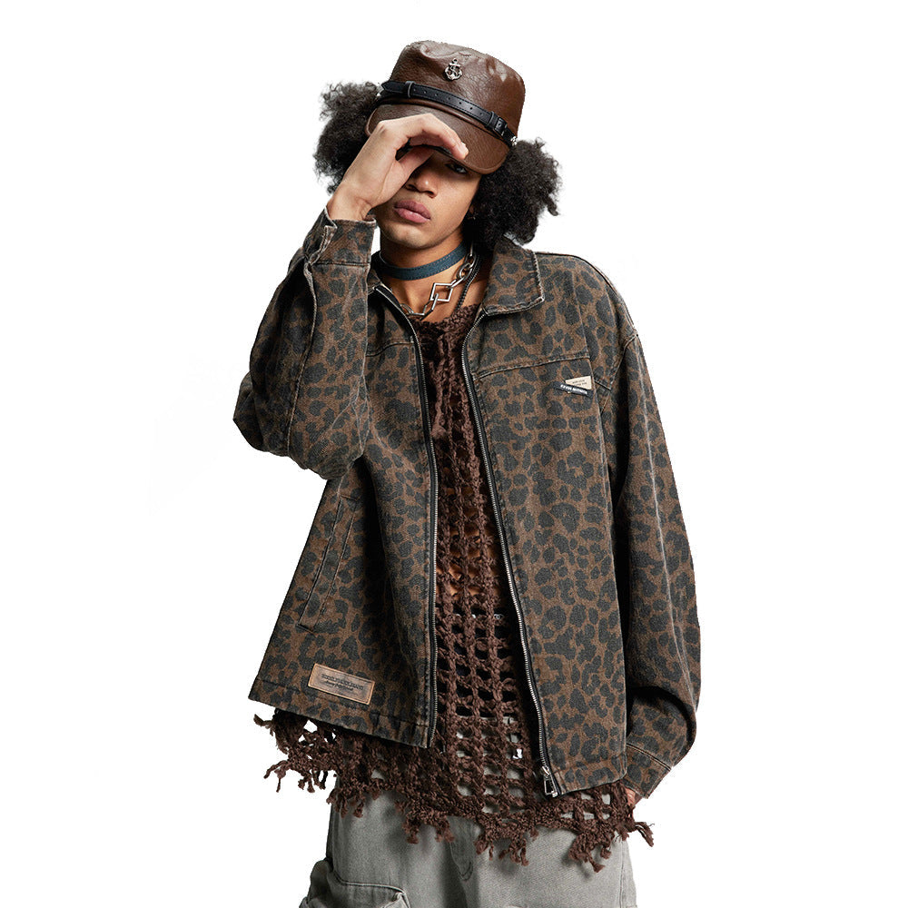 Leopard Print Denim Jacket   Style Men&