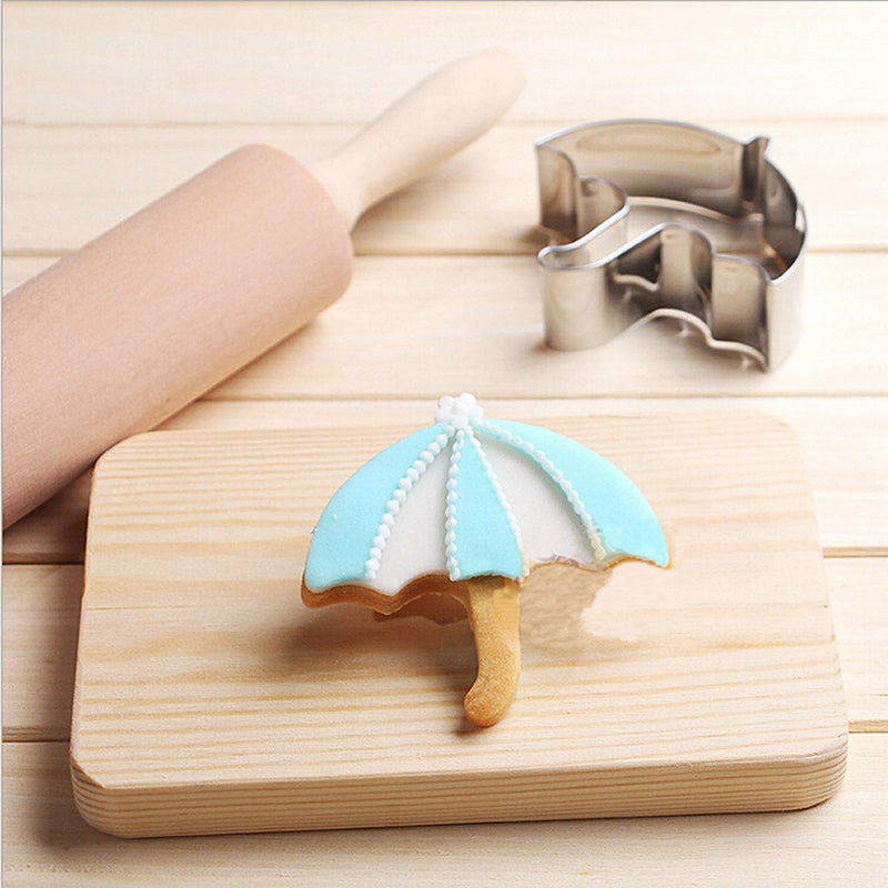 Sugar Candy Tools: Stainless Cutters, Choco Molds, Umbrella Cutter, 6 - pce Biscuit Kit for Fam &amp; Party
