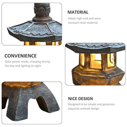 Solar-Powered Zen Garden Decor: Pagoda Lanterns &amp; Statues